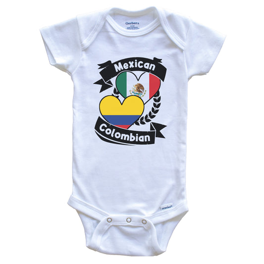 Mexican Colombian Heart Flags Mexico Colombia Baby Bodysuit