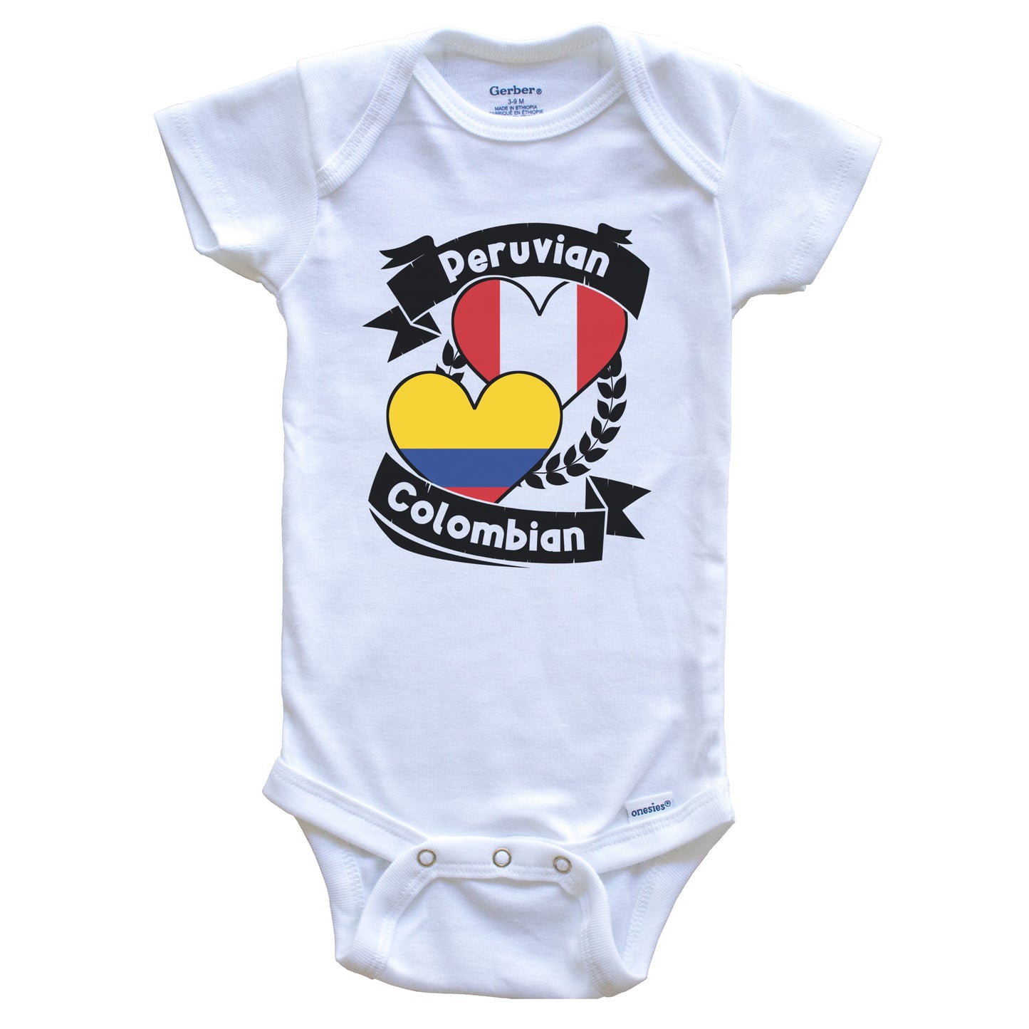 Peruvian Colombian Heart Flags Peru Colombia Baby Bodysuit