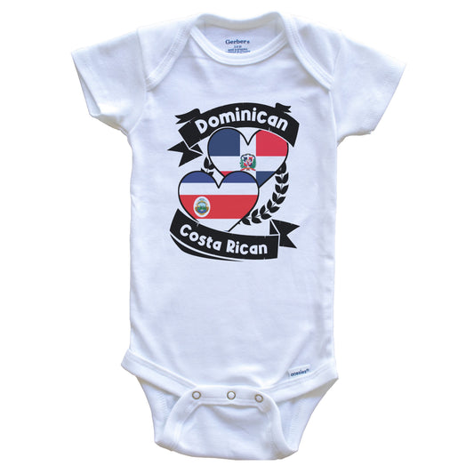 Dominican Costa Rican Heart Flags Dominican Republic Costa Rica Baby Bodysuit