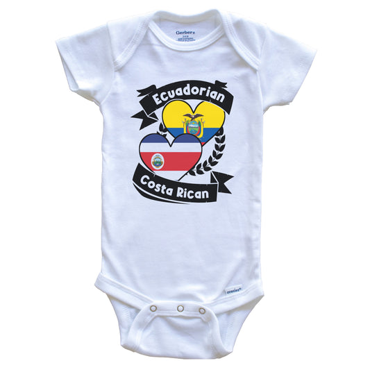 Ecuadorian Costa Rican Heart Flags Ecuador Costa Rica Baby Bodysuit