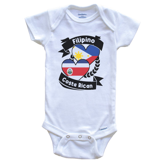 Filipino Costa Rican Heart Flags Philippines Costa Rica Baby Bodysuit