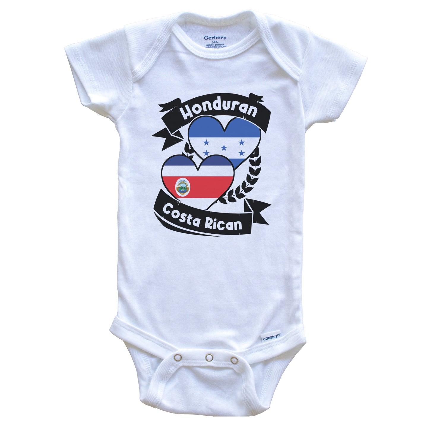 Honduran Costa Rican Heart Flags Honduras Costa Rica Baby Bodysuit