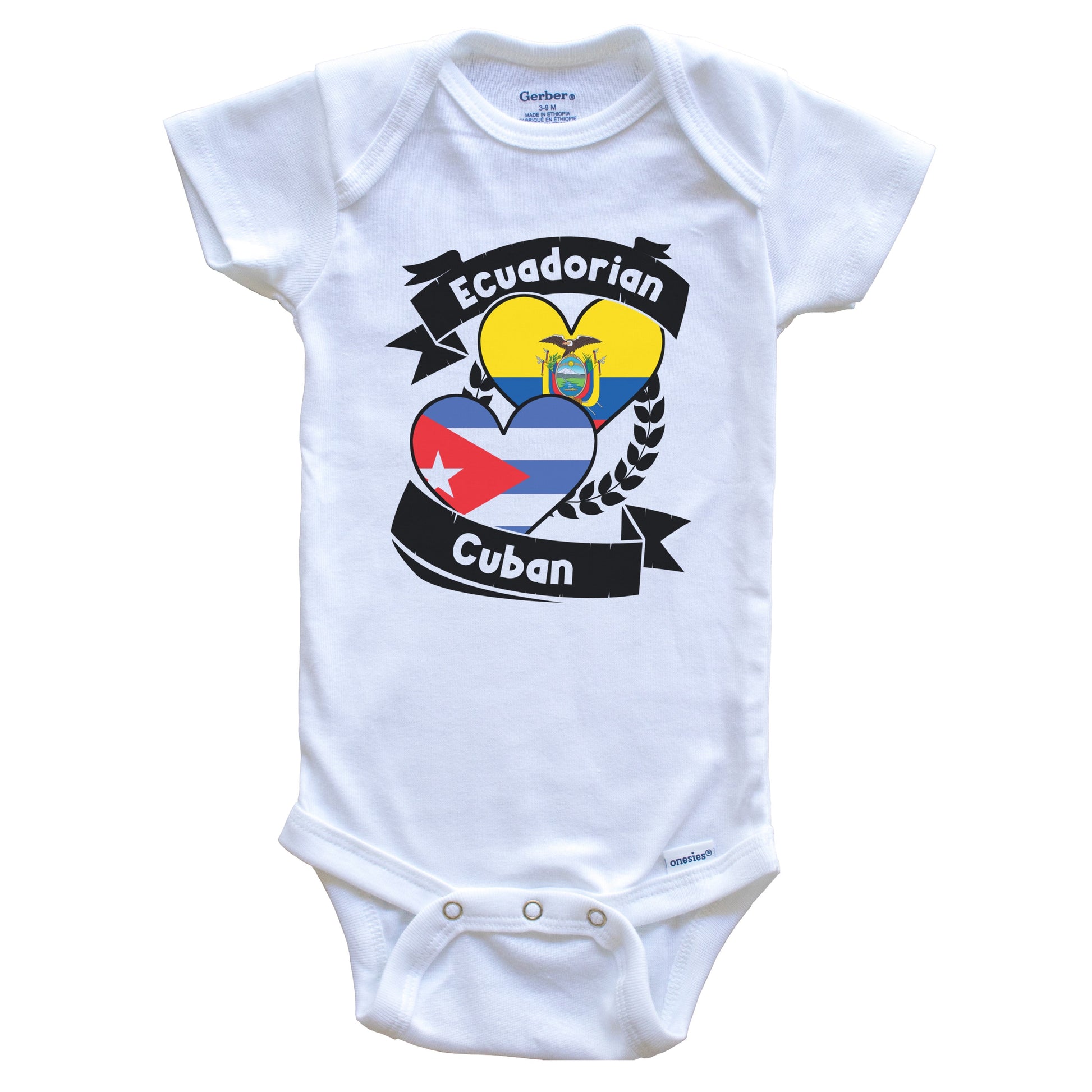 Ecuadorian Cuban Heart Flags Ecuador Cuba Baby Bodysuit