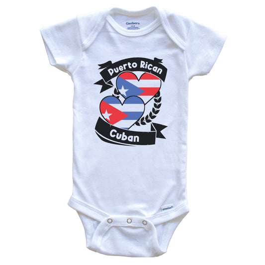 Puerto Rican Cuban Heart Flags Puerto Rico Cuba Baby Bodysuit