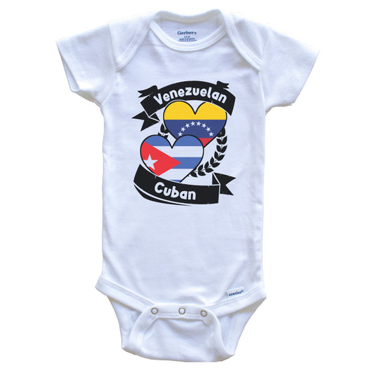 Venezuelan Cuban Heart Flags Venezuela Cuba Baby Bodysuit