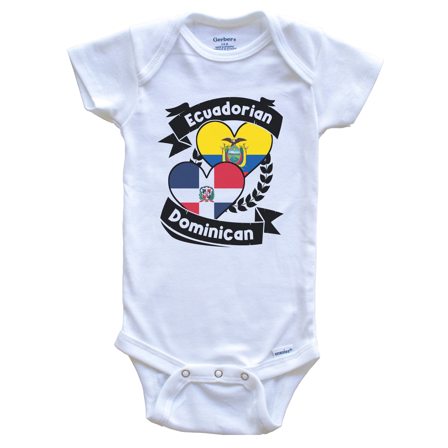 Ecuadorian Dominican Heart Flags Ecuador Dominican Republic Baby Bodysuit
