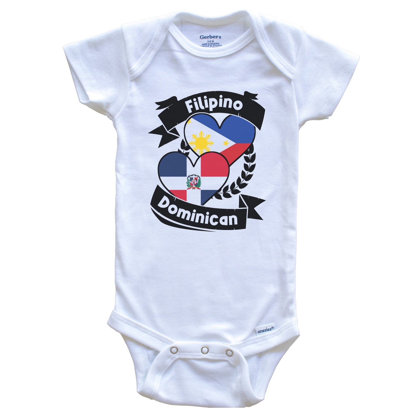 Filipino Dominican Heart Flags Philippines Dominican Republic Baby Bodysuit