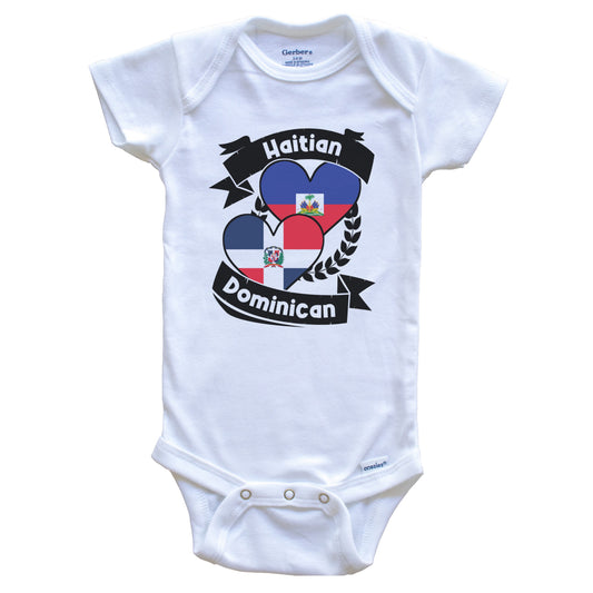 Haitian Dominican Heart Flags Haiti Dominican Republic Baby Bodysuit