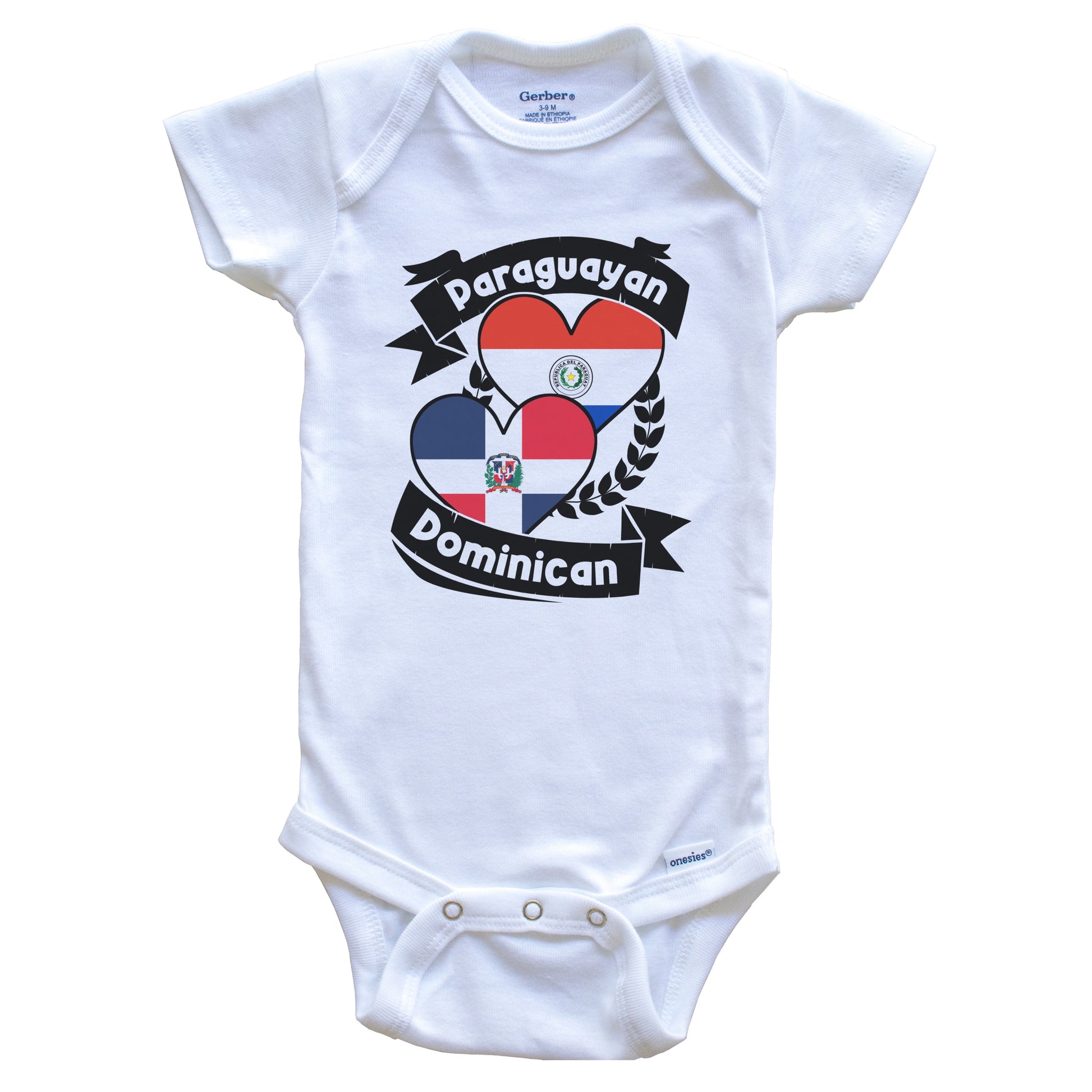 Paraguayan Dominican Heart Flags Paraguay Dominican Republic Baby Bodysuit