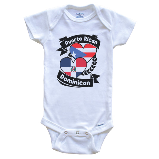 Puerto Rican Dominican Heart Flags Puerto Rico Dominican Republic Baby Bodysuit