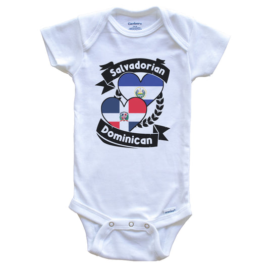 Salvadorian Dominican Heart Flags El Salvador Dominican Republic Baby Bodysuit