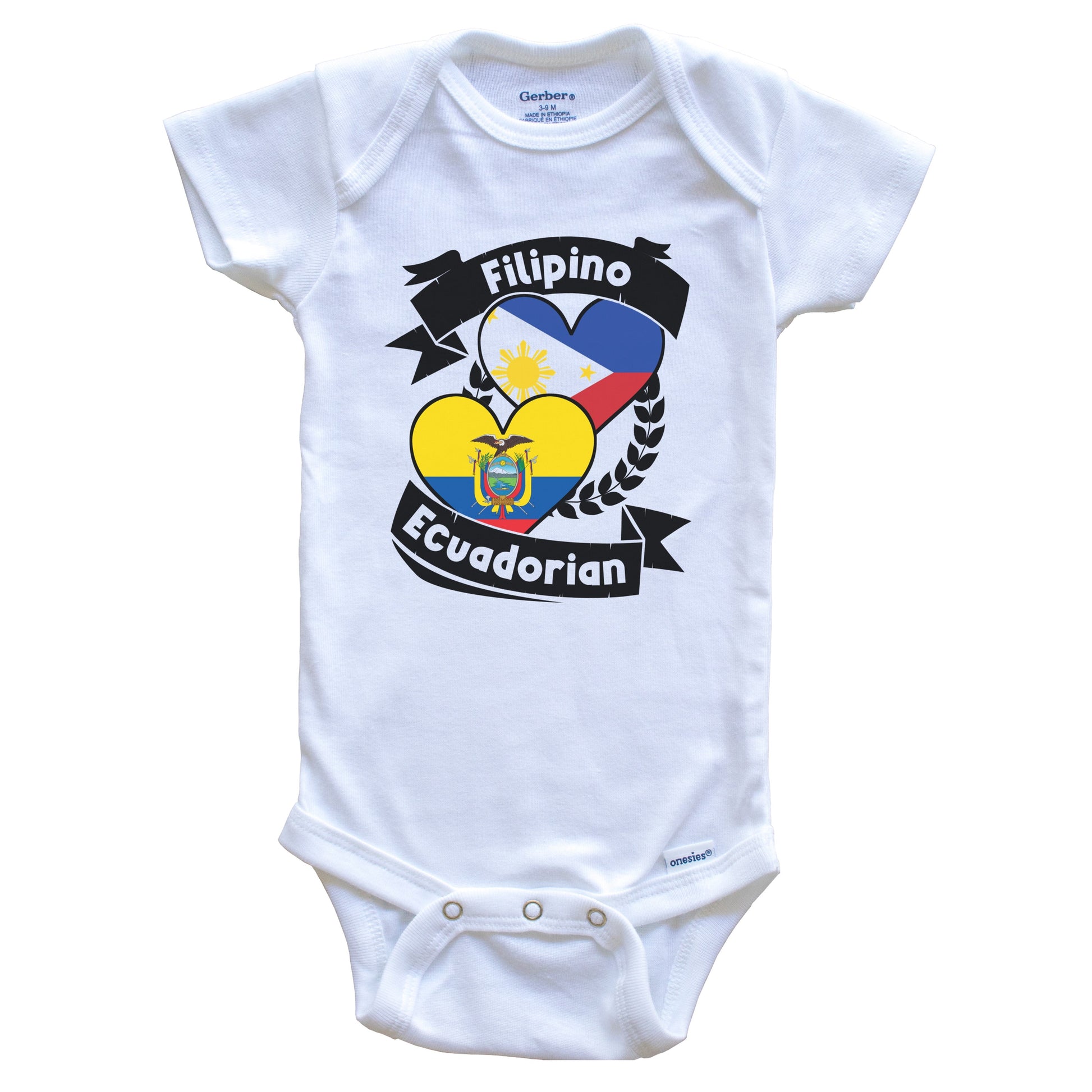 Filipino Ecuadorian Heart Flags Philippines Ecuador Baby Bodysuit