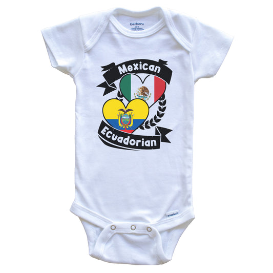 Mexican Ecuadorian Heart Flags Mexico Ecuador Baby Bodysuit