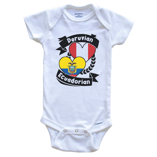 Peruvian Ecuadorian Heart Flags Peru Ecuador Baby Bodysuit