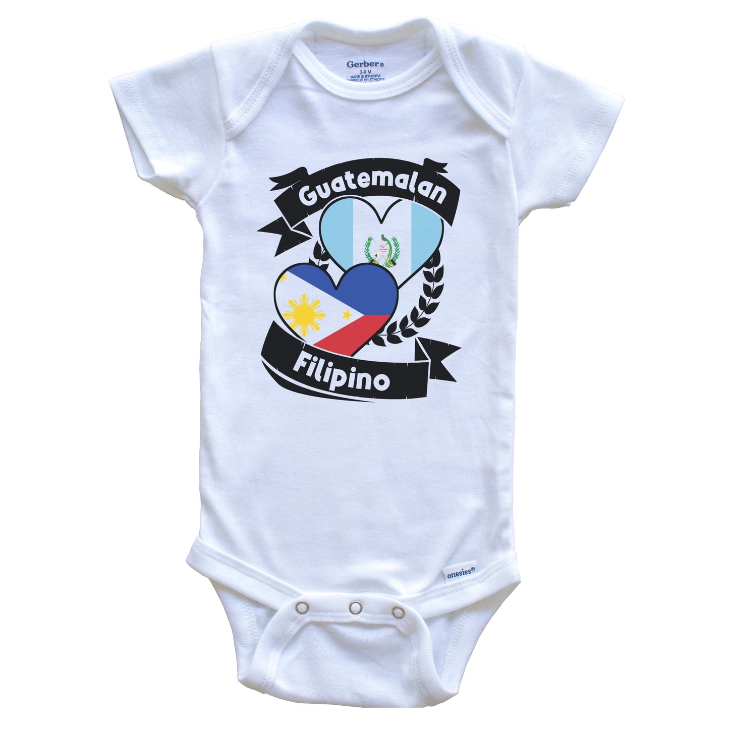 Guatemalan Filipino Heart Flags Guatemala Philippines Baby Bodysuit