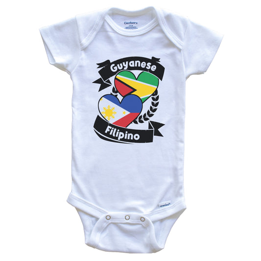Guyanese Filipino Heart Flags Guyana Philippines Baby Bodysuit