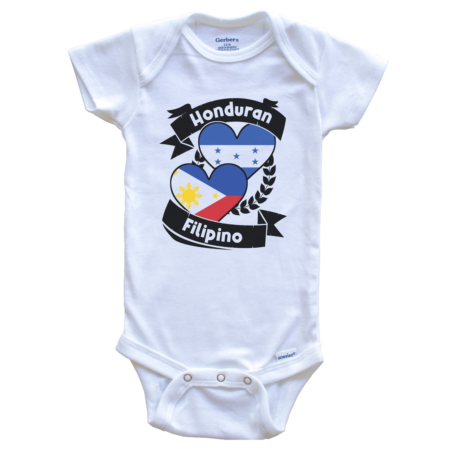 Honduran Filipino Heart Flags Honduras Philippines Baby Bodysuit
