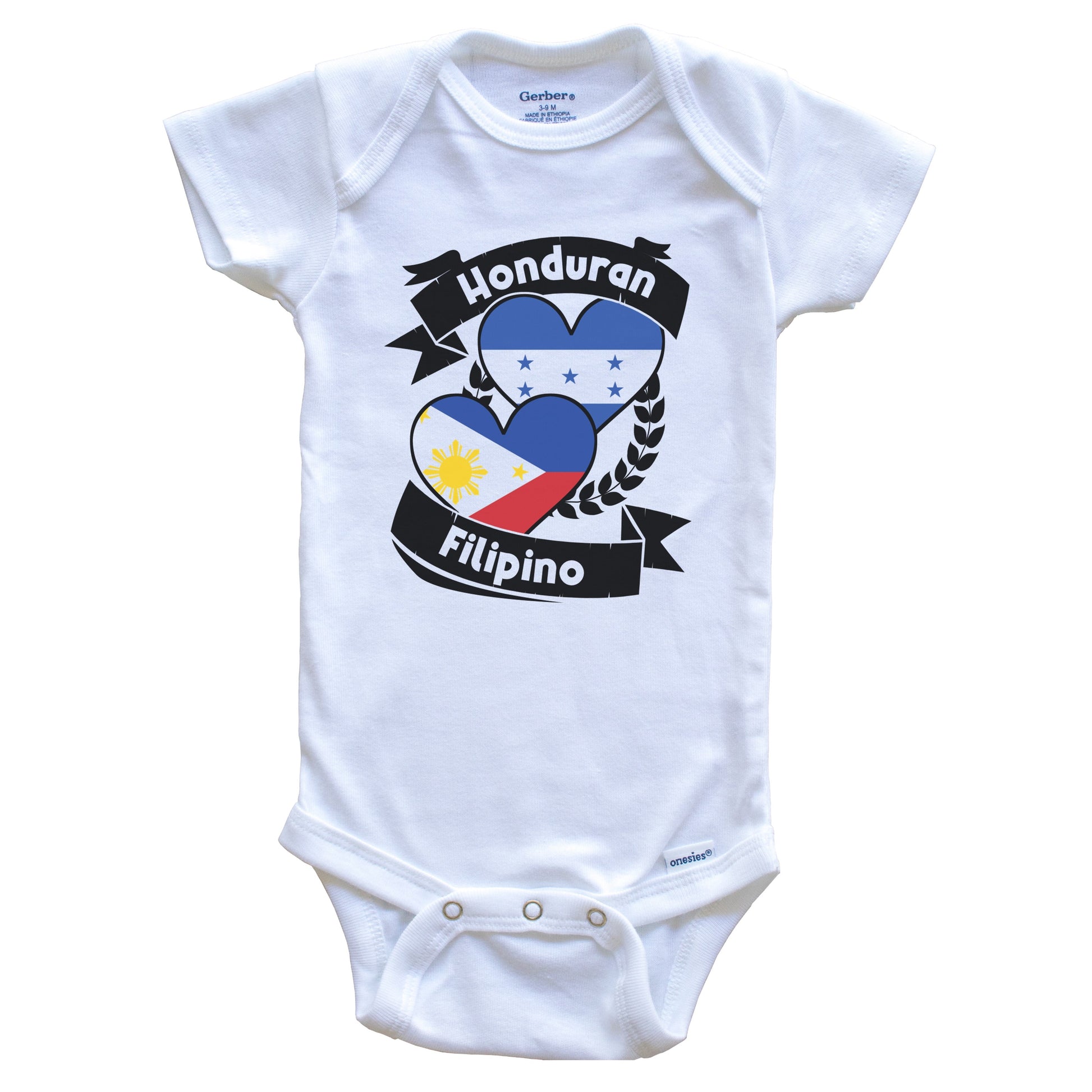Honduran Filipino Heart Flags Honduras Philippines Baby Bodysuit