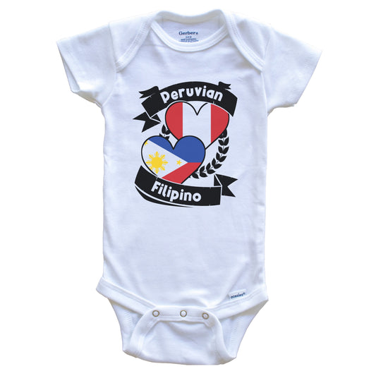 Peruvian Filipino Heart Flags Peru Philippines Baby Bodysuit