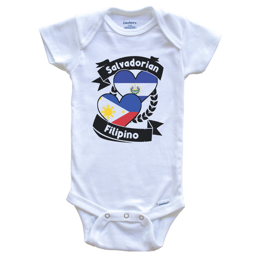 Salvadorian Filipino Heart Flags El Salvador Philippines Baby Bodysuit