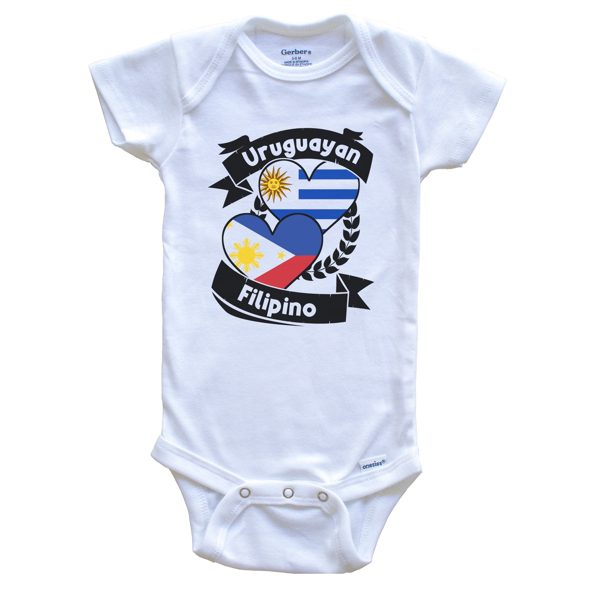 Uruguayan Filipino Heart Flags Uruguay Philippines Baby Bodysuit