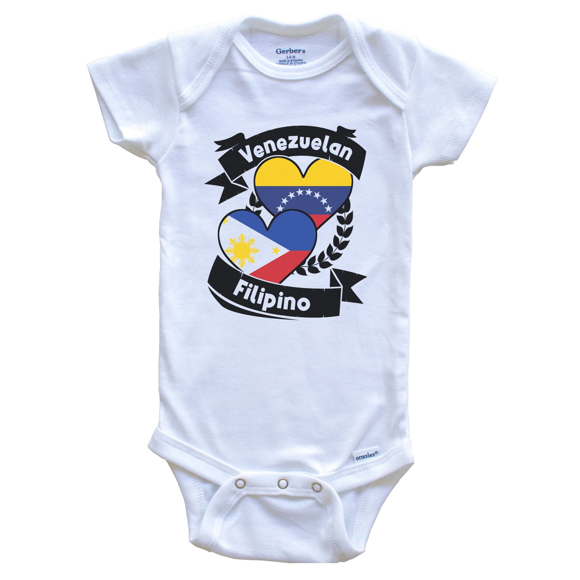 Venezuelan Filipino Heart Flags Venezuela Philippines Baby Bodysuit