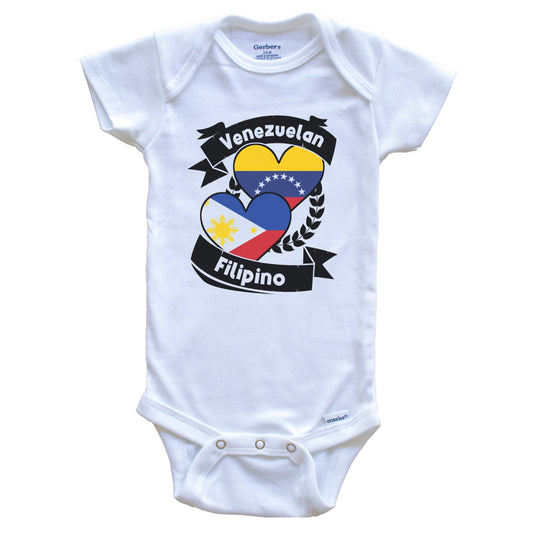 Venezuelan Filipino Heart Flags Venezuela Philippines Baby Bodysuit