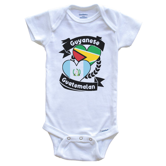 Guyanese Guatemalan Heart Flags Guyana Guatemala Baby Bodysuit