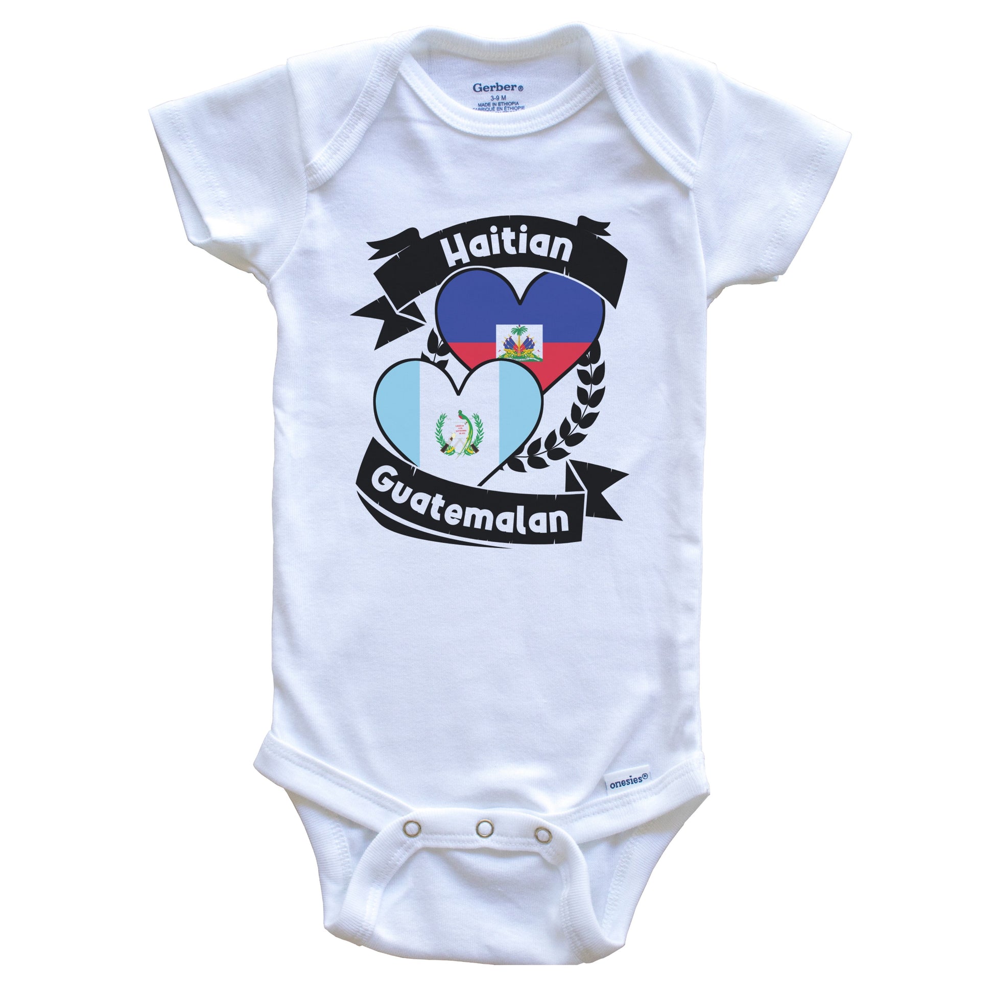 Haitian Guatemalan Heart Flags Haiti Guatemala Baby Bodysuit