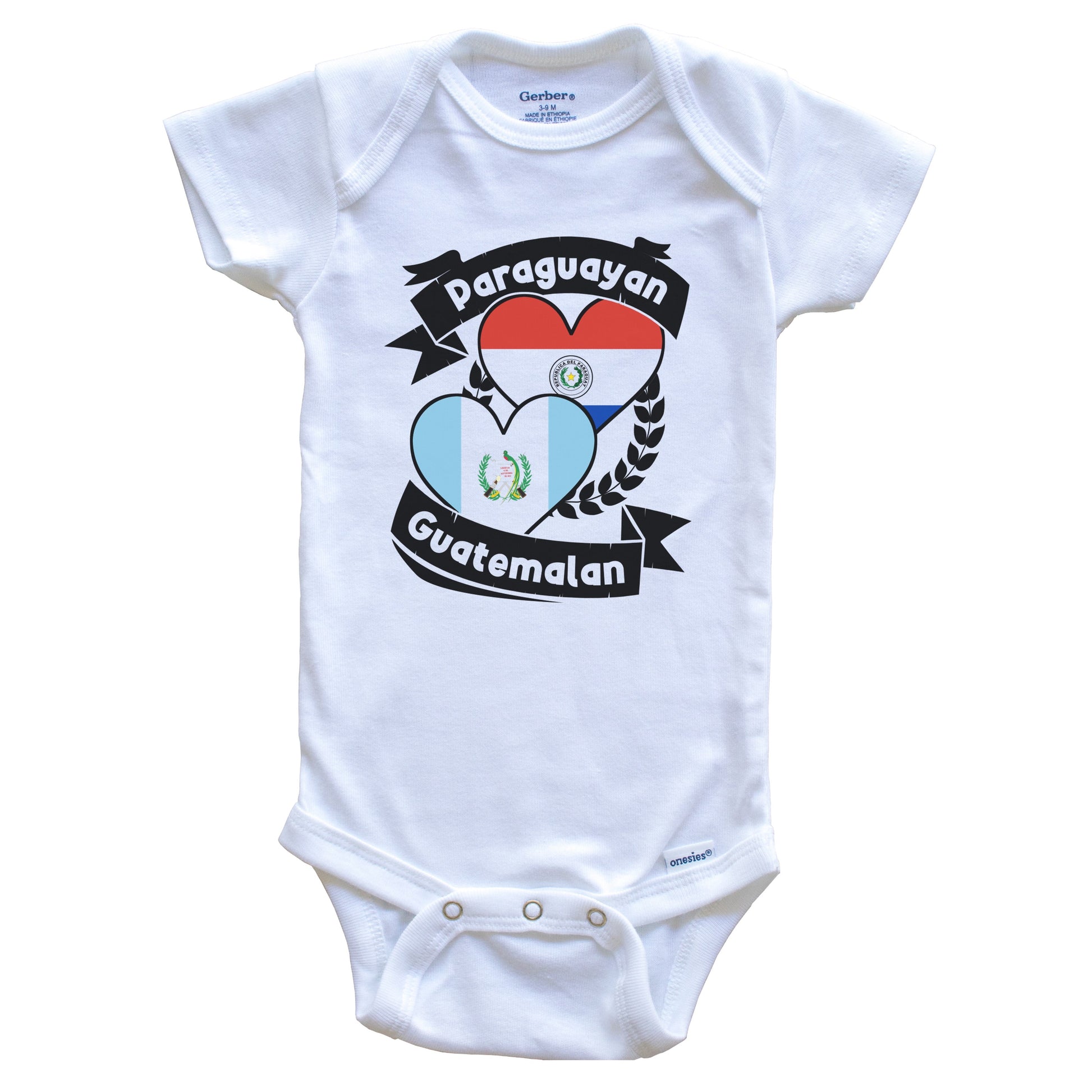 Paraguayan Guatemalan Heart Flags Paraguay Guatemala Baby Bodysuit