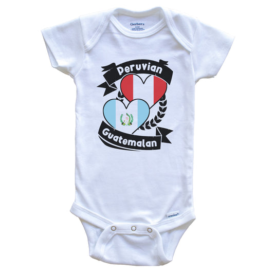 Peruvian Guatemalan Heart Flags Peru Guatemala Baby Bodysuit