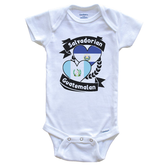 Salvadorian Guatemalan Heart Flags El Salvador Guatemala Baby Bodysuit