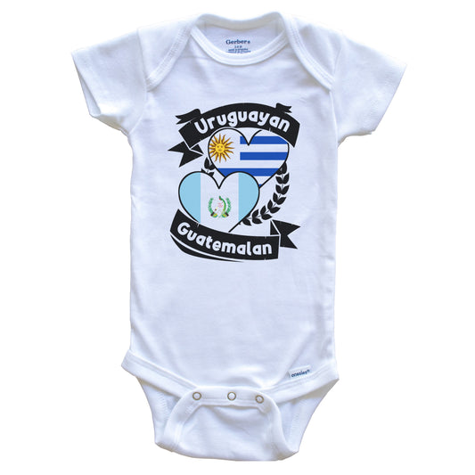 Uruguayan Guatemalan Heart Flags Uruguay Guatemala Baby Bodysuit