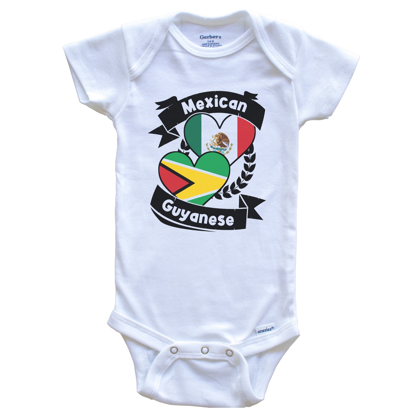 Mexican Guyanese Heart Flags Mexico Guyana Baby Bodysuit