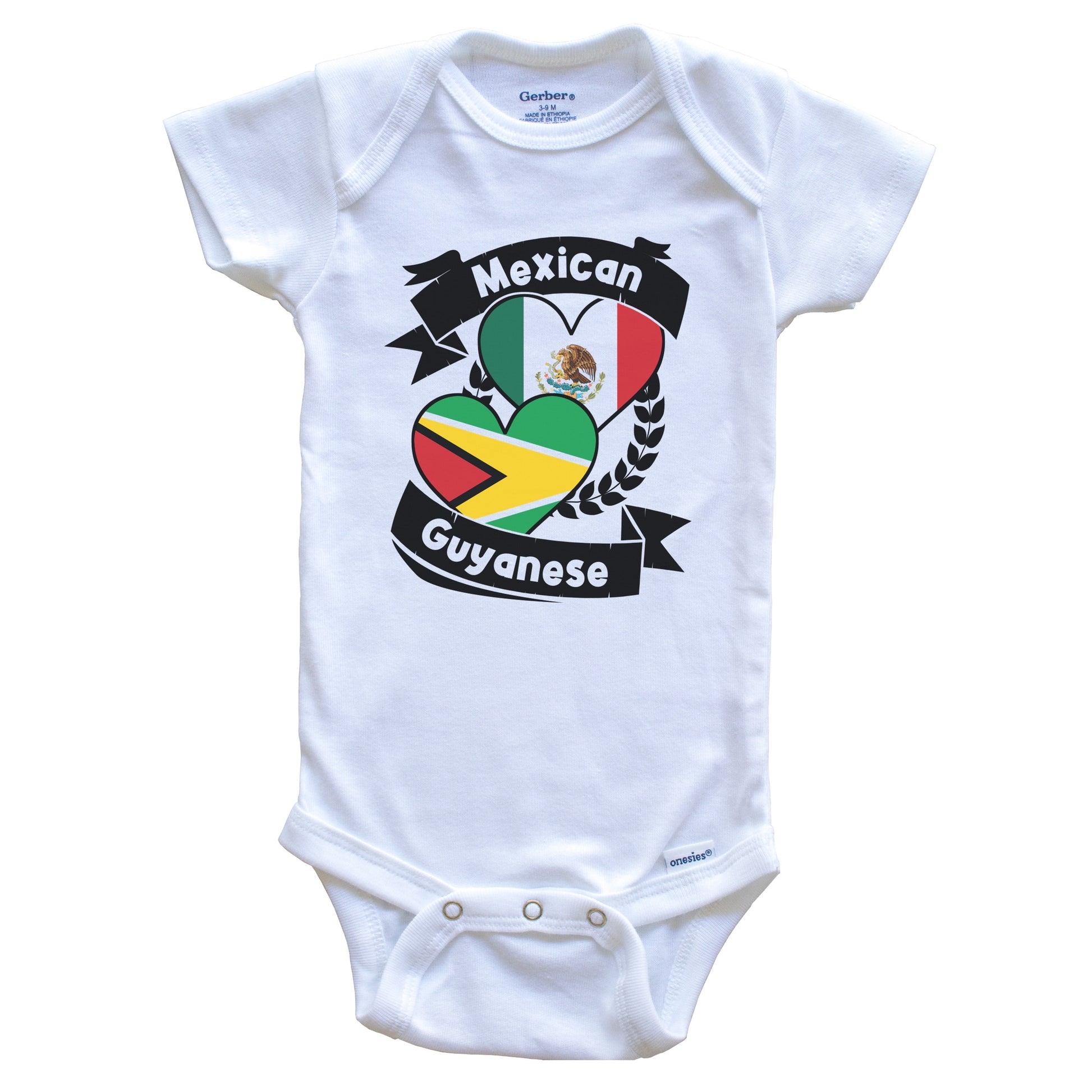 Mexican Guyanese Heart Flags Mexico Guyana Baby Bodysuit