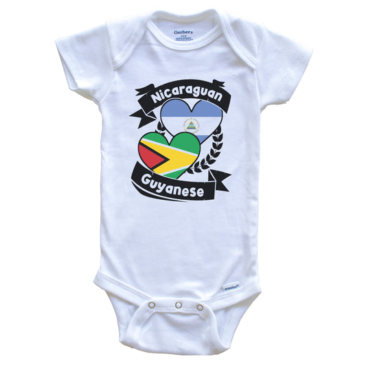 Nicaraguan Guyanese Heart Flags Nicaragua Guyana Baby Bodysuit