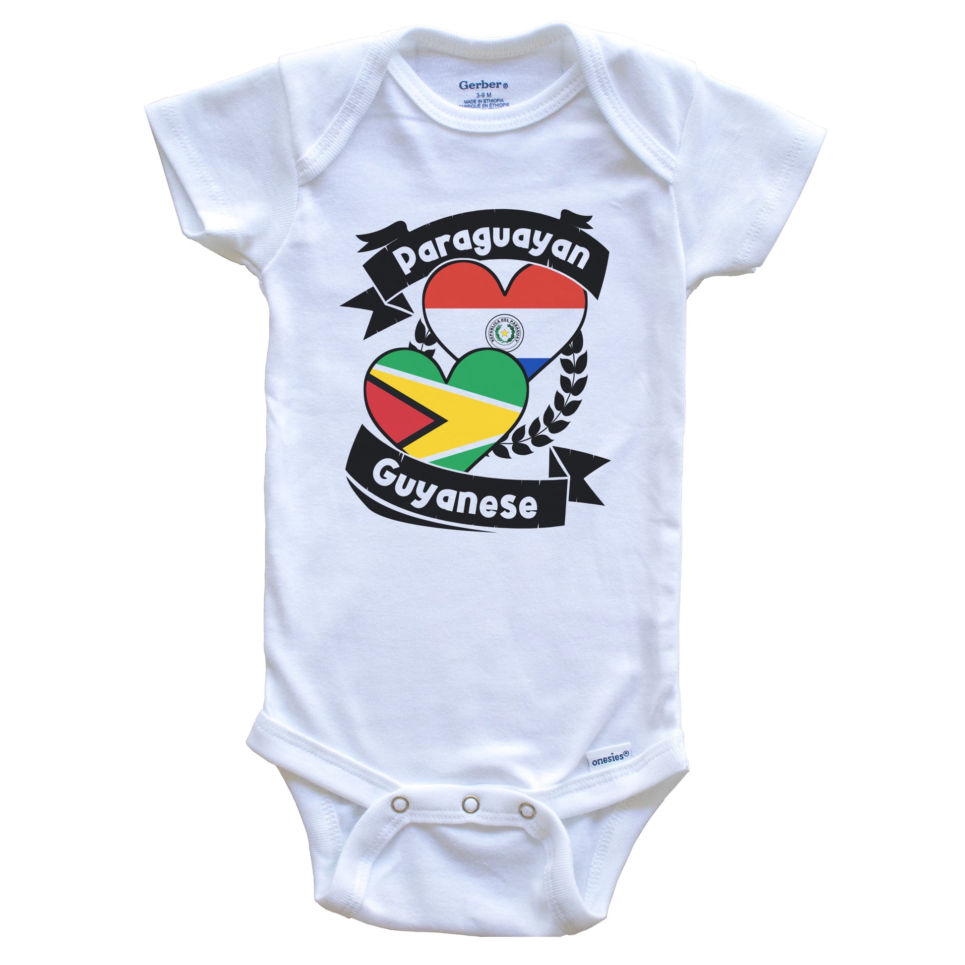 Paraguayan Guyanese Heart Flags Paraguay Guyana Baby Bodysuit