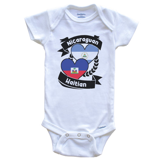 Nicaraguan Haitian Heart Flags Nicaragua Haiti Baby Bodysuit