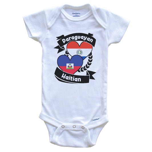 Paraguayan Haitian Heart Flags Paraguay Haiti Baby Bodysuit