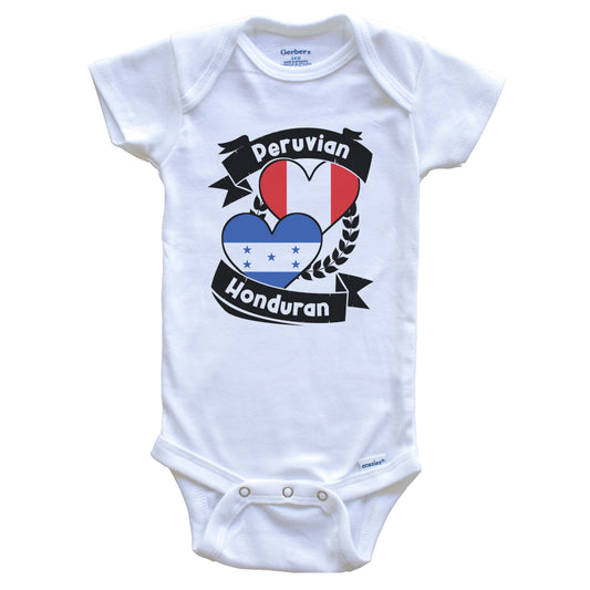 Peruvian Honduran Heart Flags Peru Honduras Baby Bodysuit
