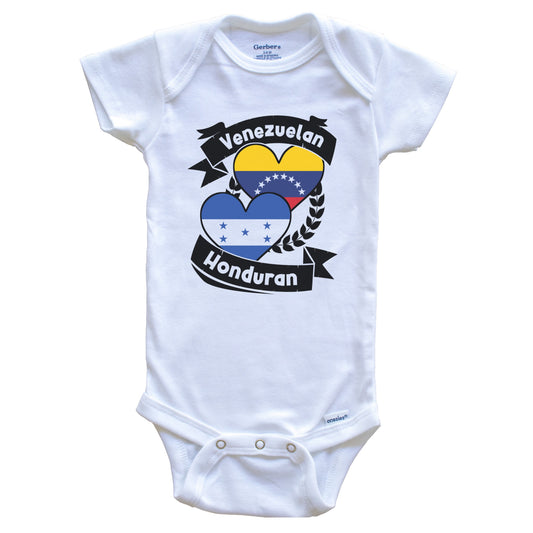 Venezuelan Honduran Heart Flags Venezuela Honduras Baby Bodysuit