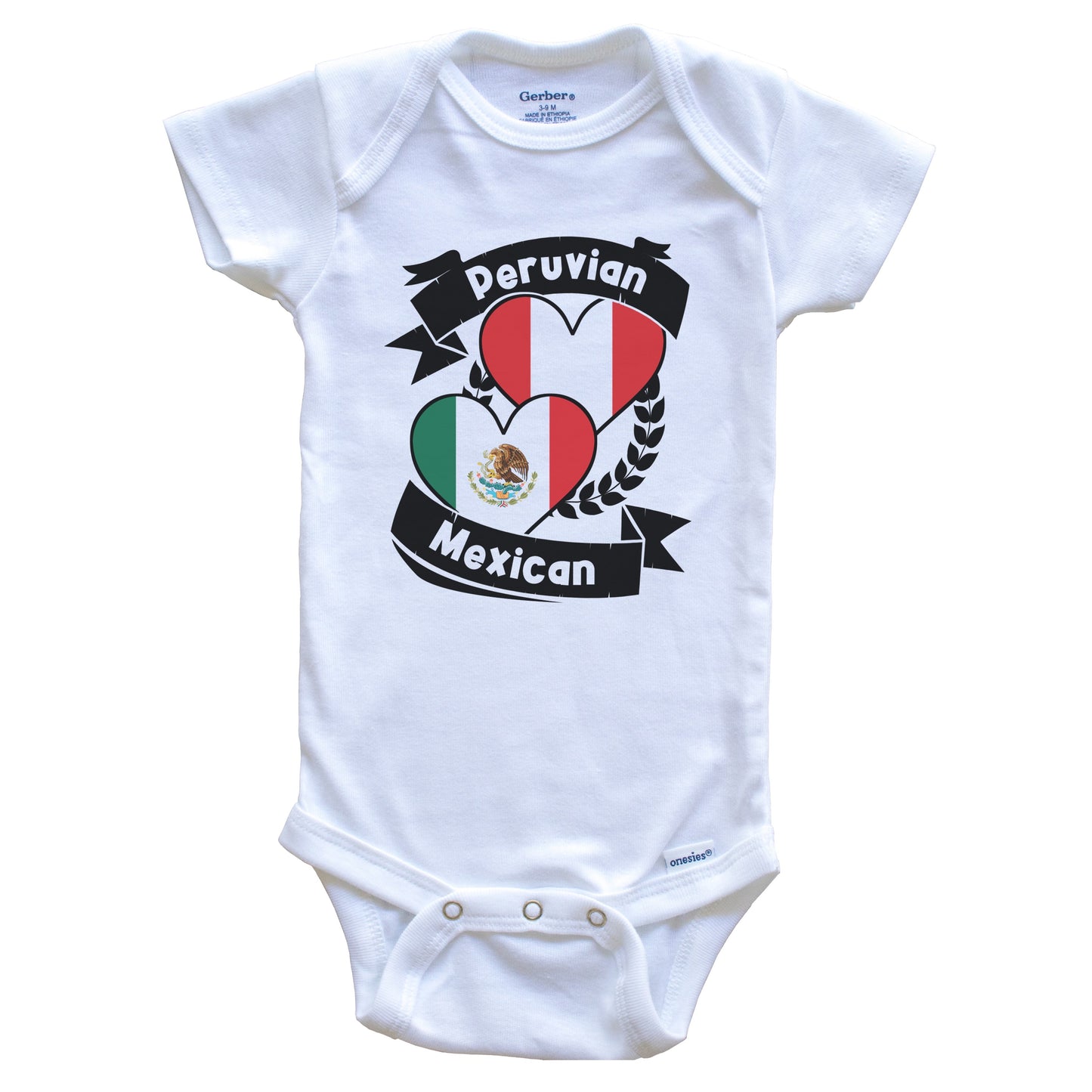 Peruvian Mexican Heart Flags Peru Mexico Baby Bodysuit