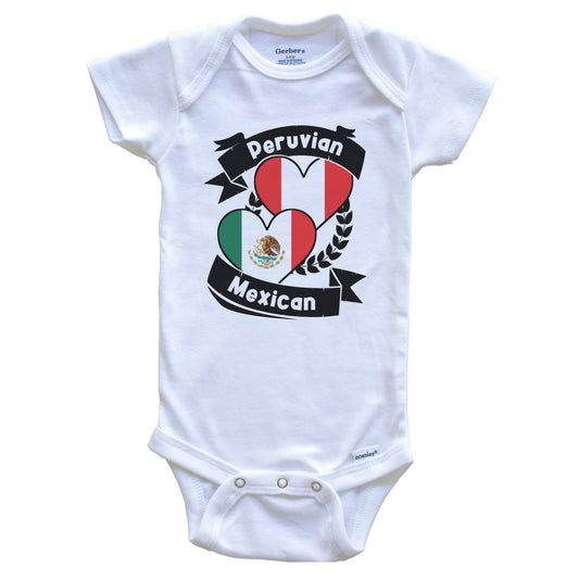 Peruvian Mexican Heart Flags Peru Mexico Baby Bodysuit