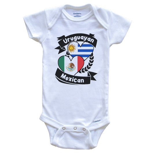 Uruguayan Mexican Heart Flags Uruguay Mexico Baby Bodysuit