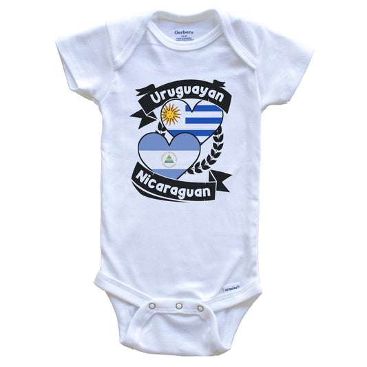 Uruguayan Nicaraguan Heart Flags Uruguay Nicaragua Baby Bodysuit