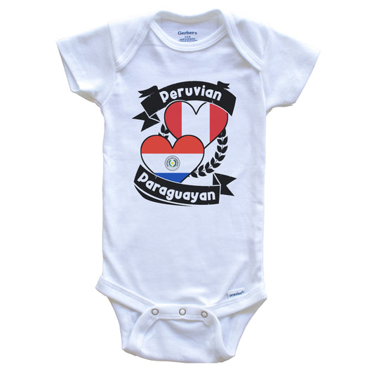 Peruvian Paraguayan Heart Flags Peru Paraguay Baby Bodysuit