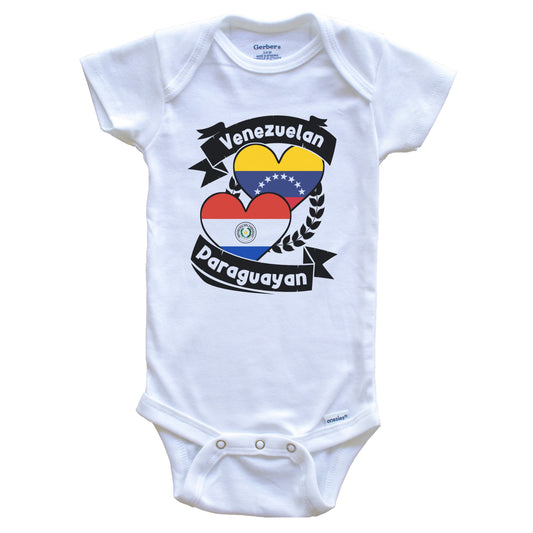 Venezuelan Paraguayan Heart Flags Venezuela Paraguay Baby Bodysuit