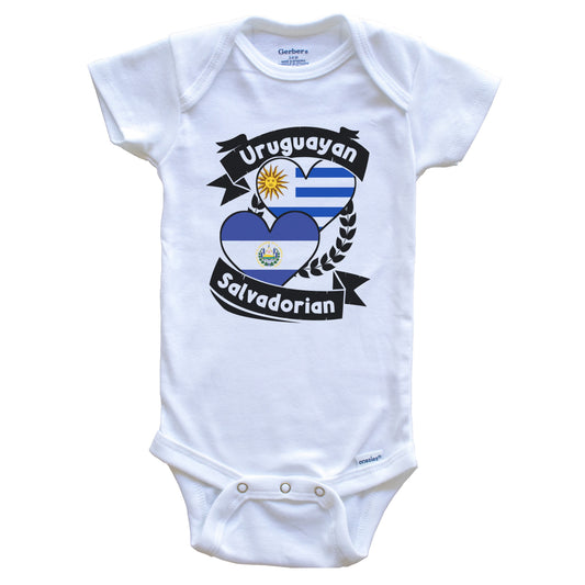 Uruguayan Salvadorian Heart Flags Uruguay El Salvador Baby Bodysuit