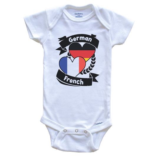 German French Heart Flags Germany France Baby Bodysuit