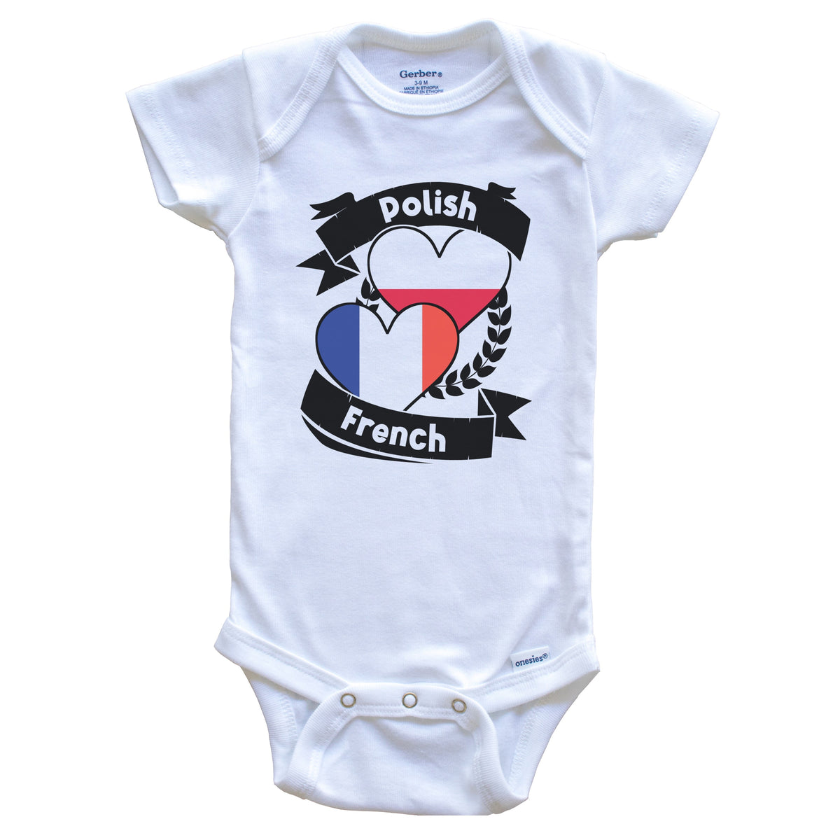 Polish French Heart Flags Poland France Baby Bodysuit